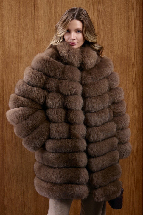 Manteau midi en fourrure de renard