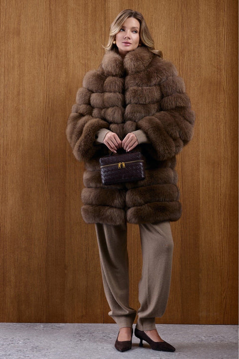 Manteau midi en fourrure de renard
