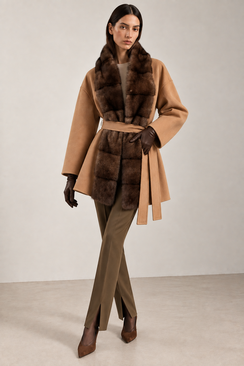 Κασμιρένιο παλτό με βιζόν