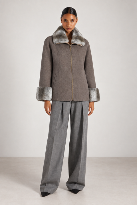 Cappotto corto bianco in cashmere