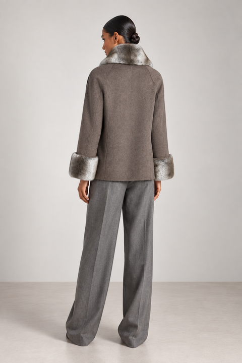 Cappotto corto bianco in cashmere