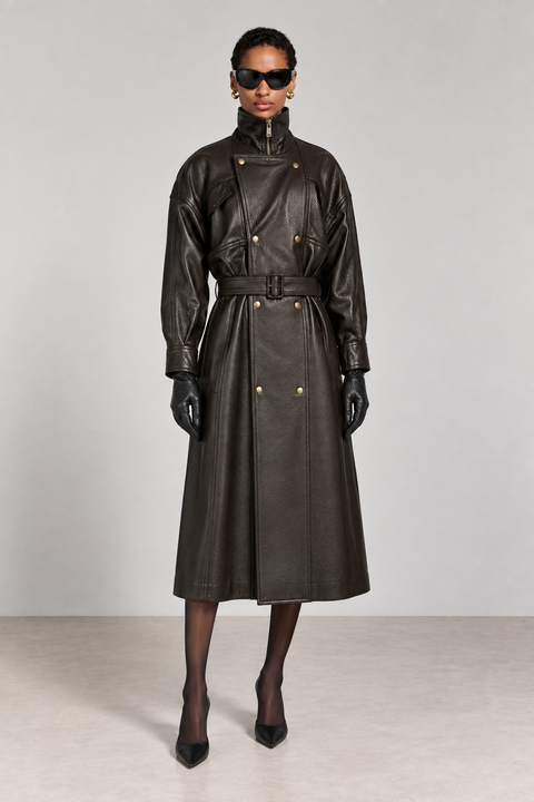 Trench lungo in vera pelle
