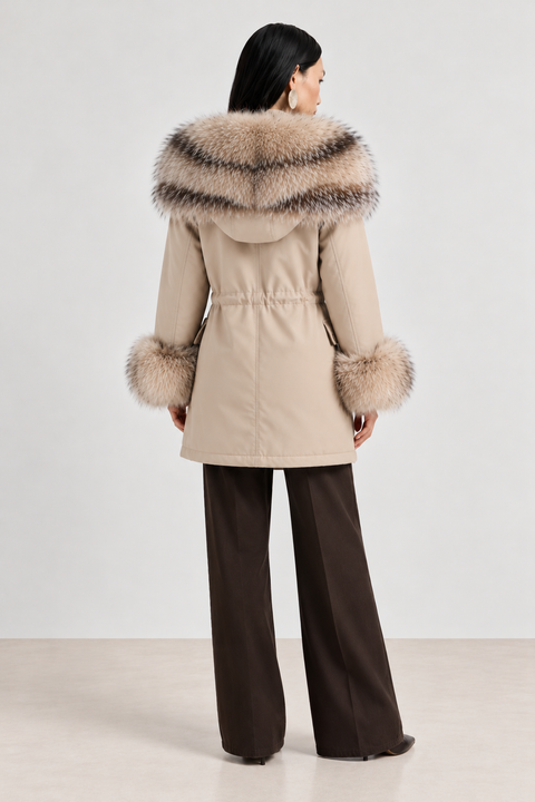 Parka foderato in pelliccia di volpe