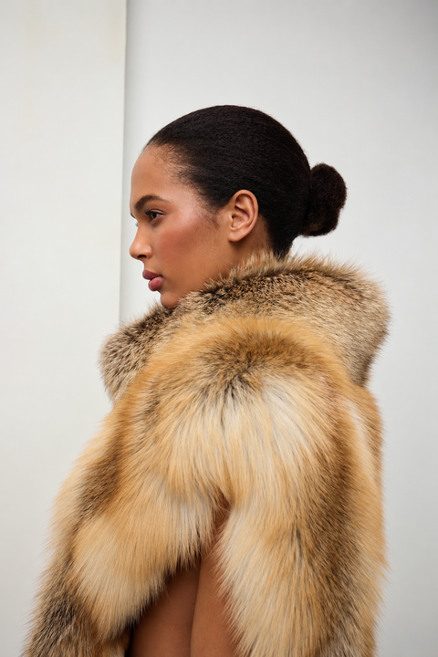Gilet maxi in pelliccia di volpe dorata