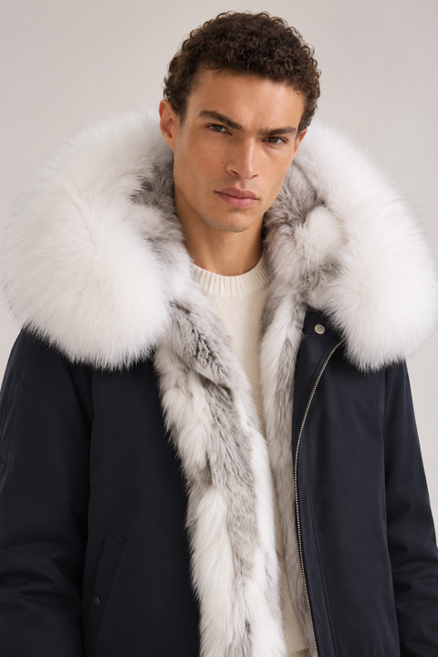 Parka courte doublée en fourrure pour homme