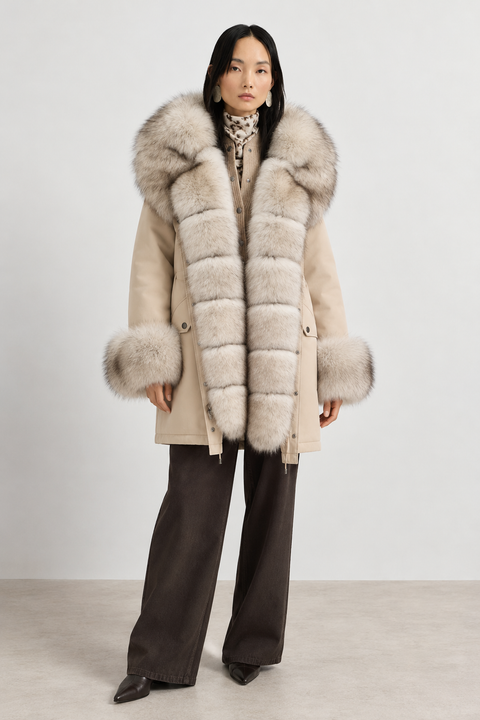 Parka foderato in pelliccia di volpe