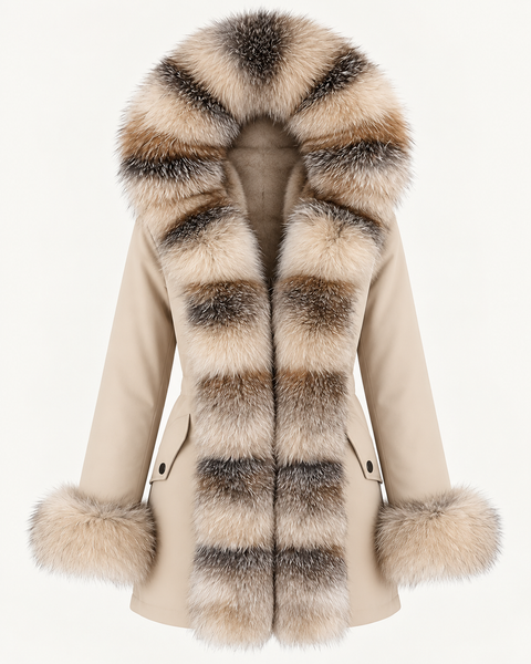 Parka foderato in pelliccia di volpe