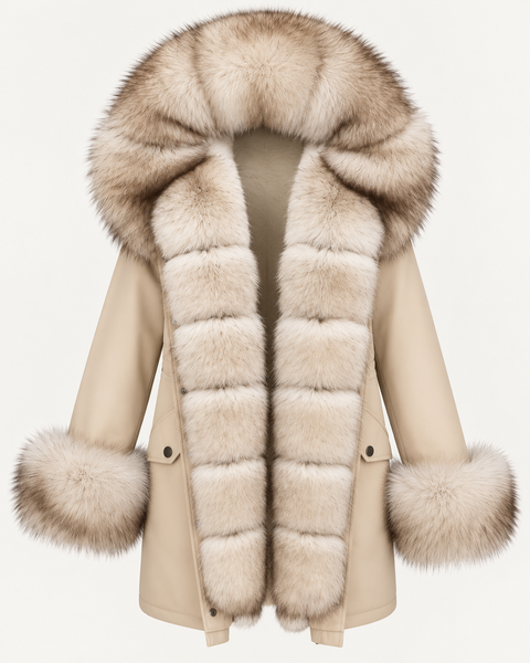 Parka foderato in pelliccia di volpe