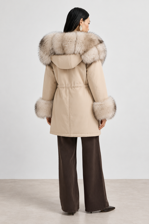 Parka foderato in pelliccia di volpe