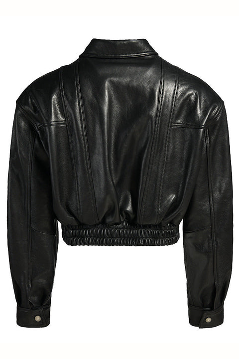 Cropped Black Leather Jacket