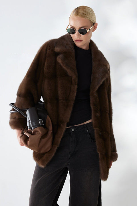 Short Brown Mink Fur Coat