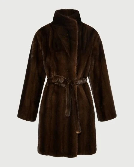 Cappotto midi in vero visone