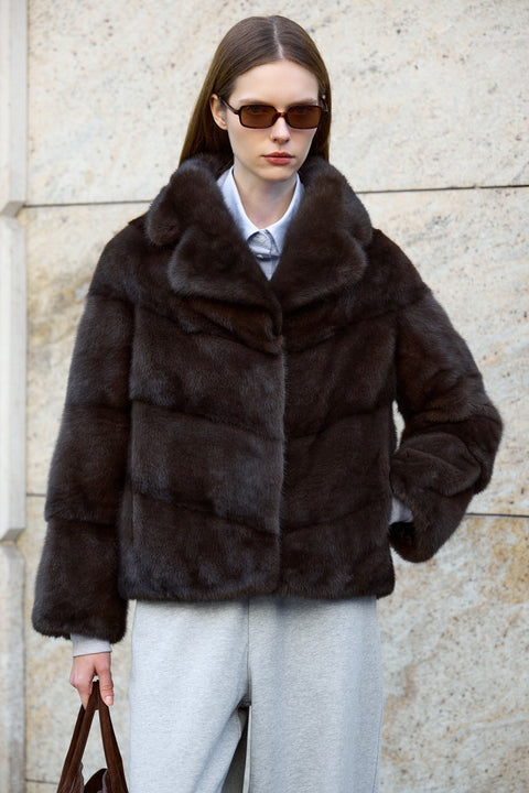 Manteau court en fourrure de vison