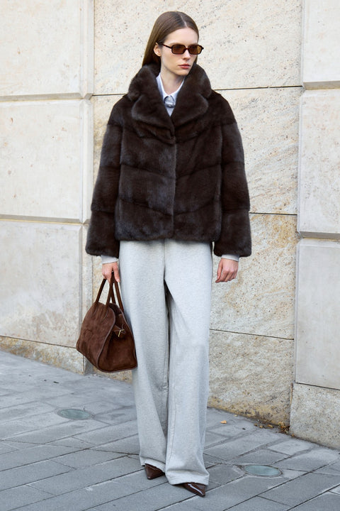 Manteau court en fourrure de vison