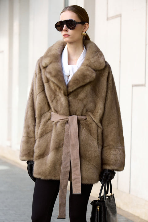 Manteau décontracté en fourrure de vison