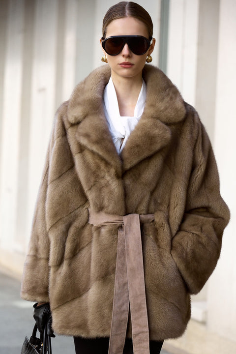 Manteau décontracté en fourrure de vison