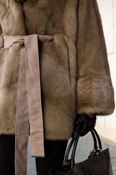 Manteau décontracté en fourrure de vison