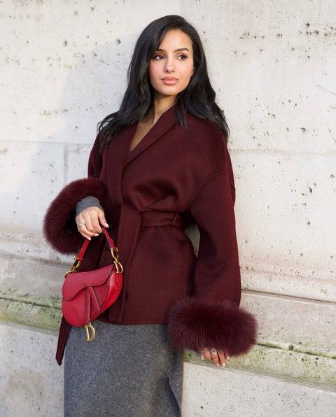 Burgundy Short Cashmere Coat