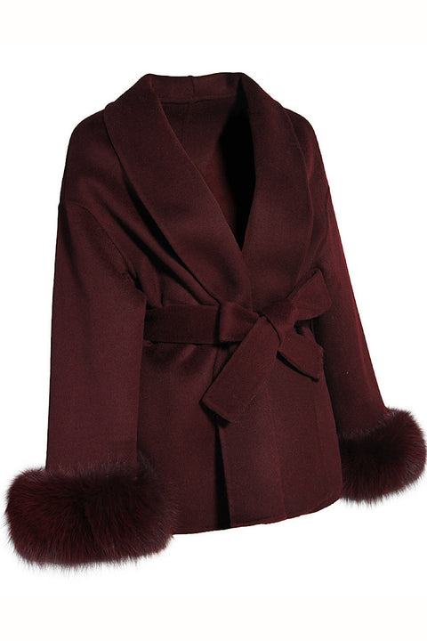 Burgundy Short Cashmere Coat