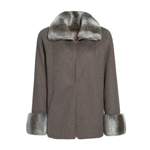 Cappotto corto bianco in cashmere