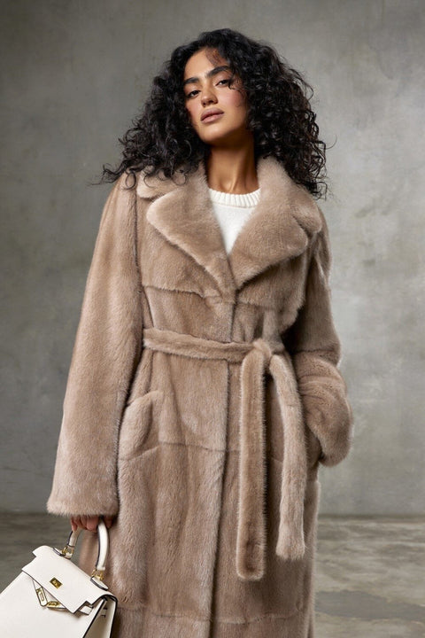 Long Ecru Mink Fur Coat