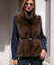 Brown Mink Vest With Collar
