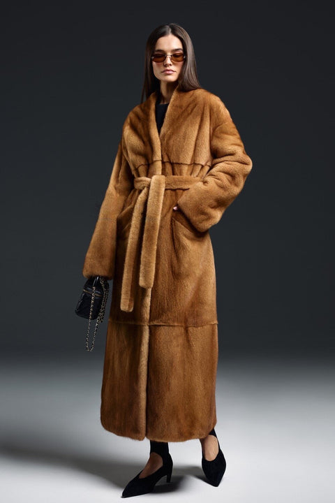 Long Cognac Mink Coat