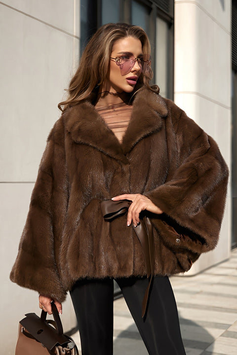 Brown Belted Mink Cape