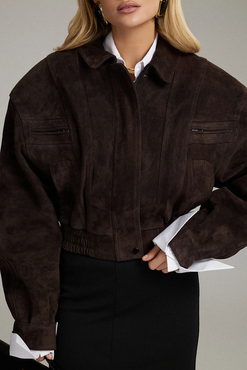 Cropped Chocolate Suede Jacket