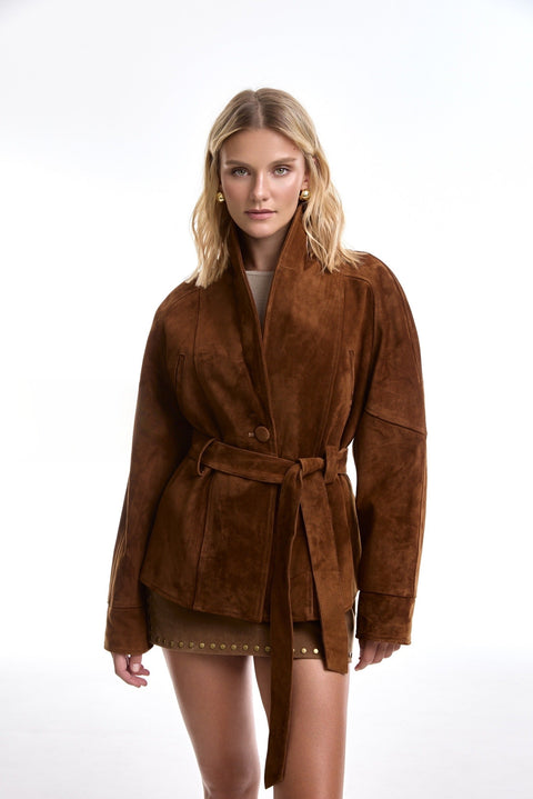 Short Brown Suede Jacket