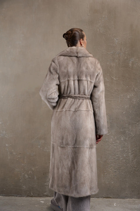 Long Grey Mink Fur Coat