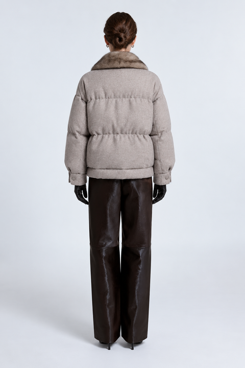 Wool Down Jacket with Mink