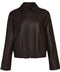 Genuine brown leather jacket featuring a classic silhouette, rich texture, and timeless appeal for versatile styling.