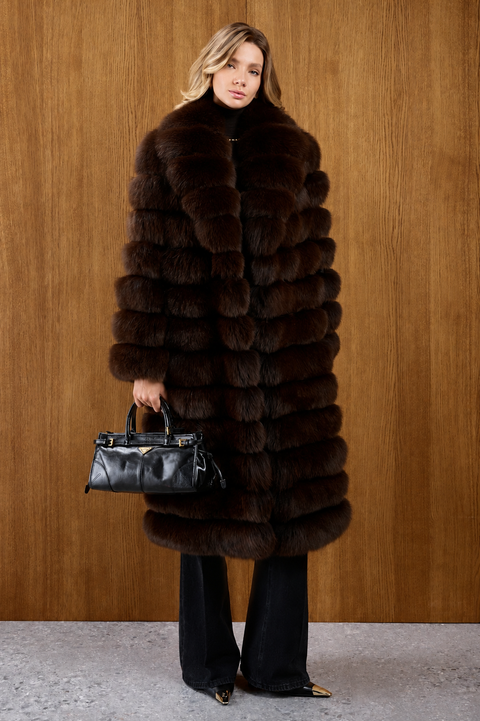 Manteau midi en fourrure de renard