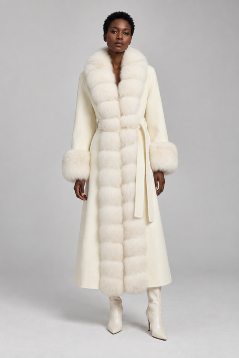 Cashmere Coat with Fur