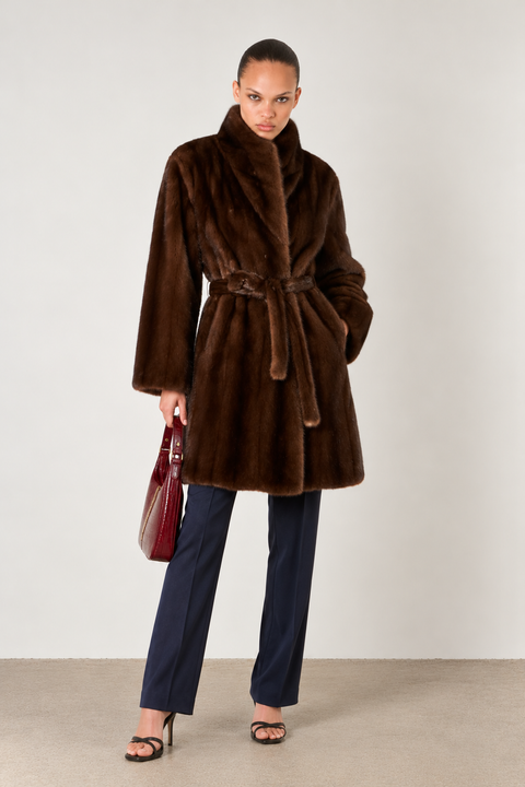Cappotto midi in vero visone