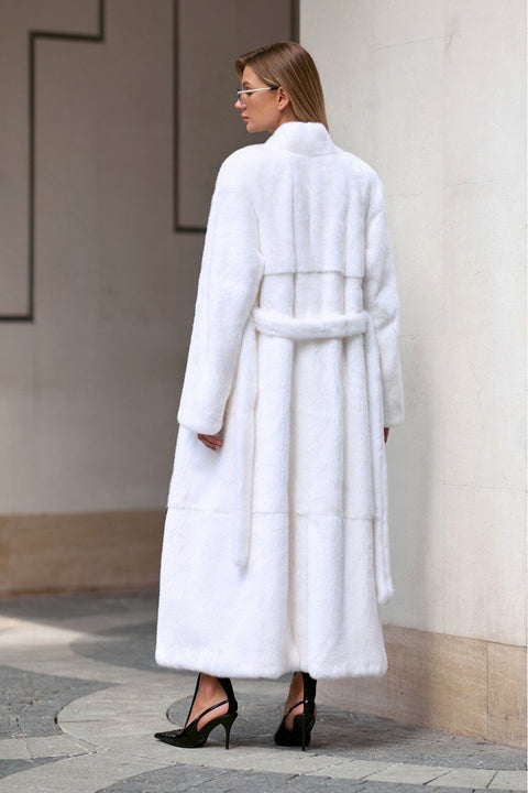 Long White Mink Fur Coat