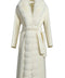 Off white cashmere coat with genuine fox fur trim with matching belt. 