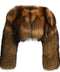 A chic cropped coat made from lush raccoon fur, featuring full-length, soft sleeves that provide both warmth and a touch of luxury.