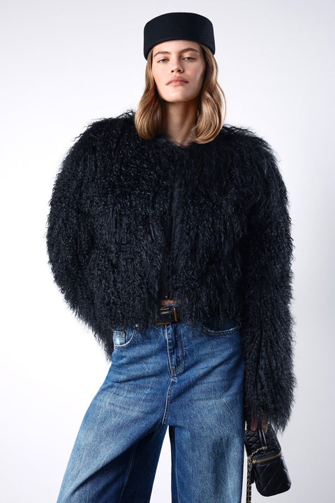 Cropped Black Mongolian Coat