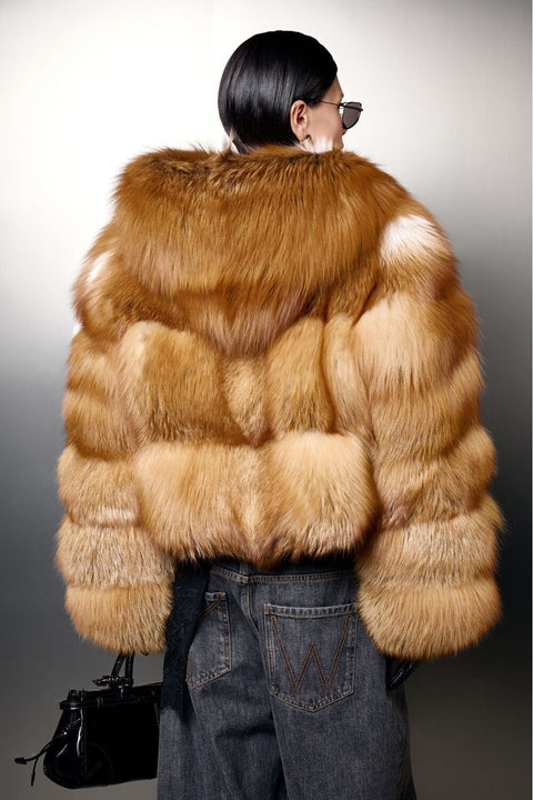 Hooded Fox Fur Coat