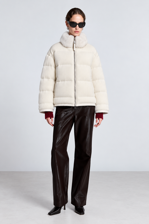 Down Wool Jacket with Mink