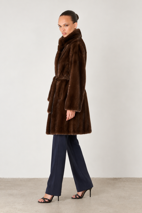 Cappotto midi in vero visone
