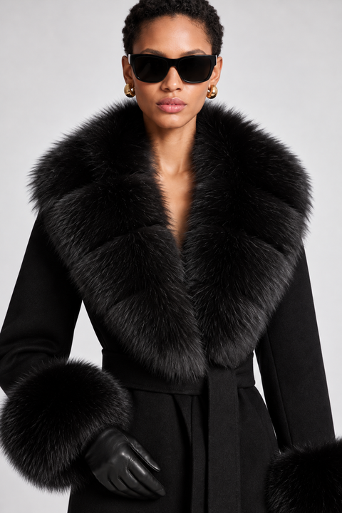 Cappotto in cashmere con pelliccia
