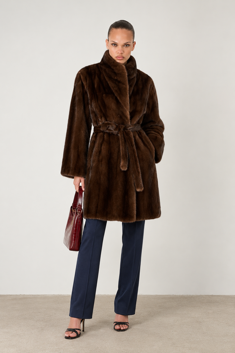 Cappotto midi in vero visone
