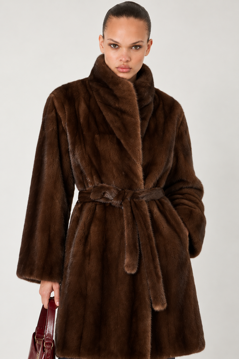 Cappotto midi in vero visone