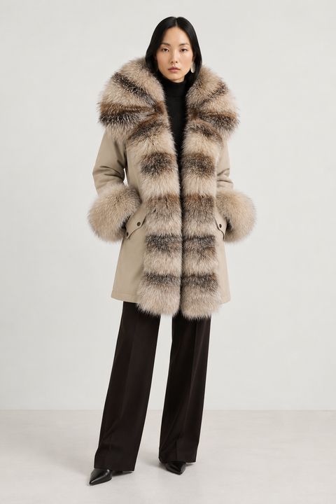 Parka foderato in pelliccia di volpe