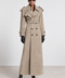 Echter brauner Veloursleder-Trenchcoat
