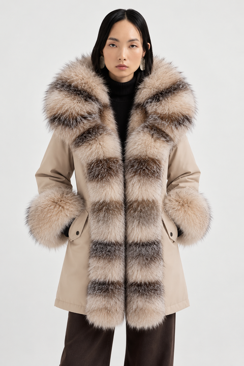 Parka foderato in pelliccia di volpe