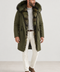 Men Midi Green Fox Fur Parka